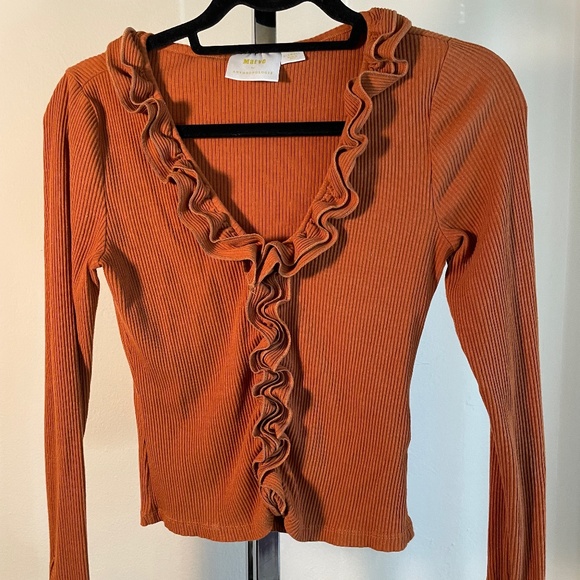 Anthropologie | Maeve Ruffle Tie Front Blouse - Picture 3 of 6
